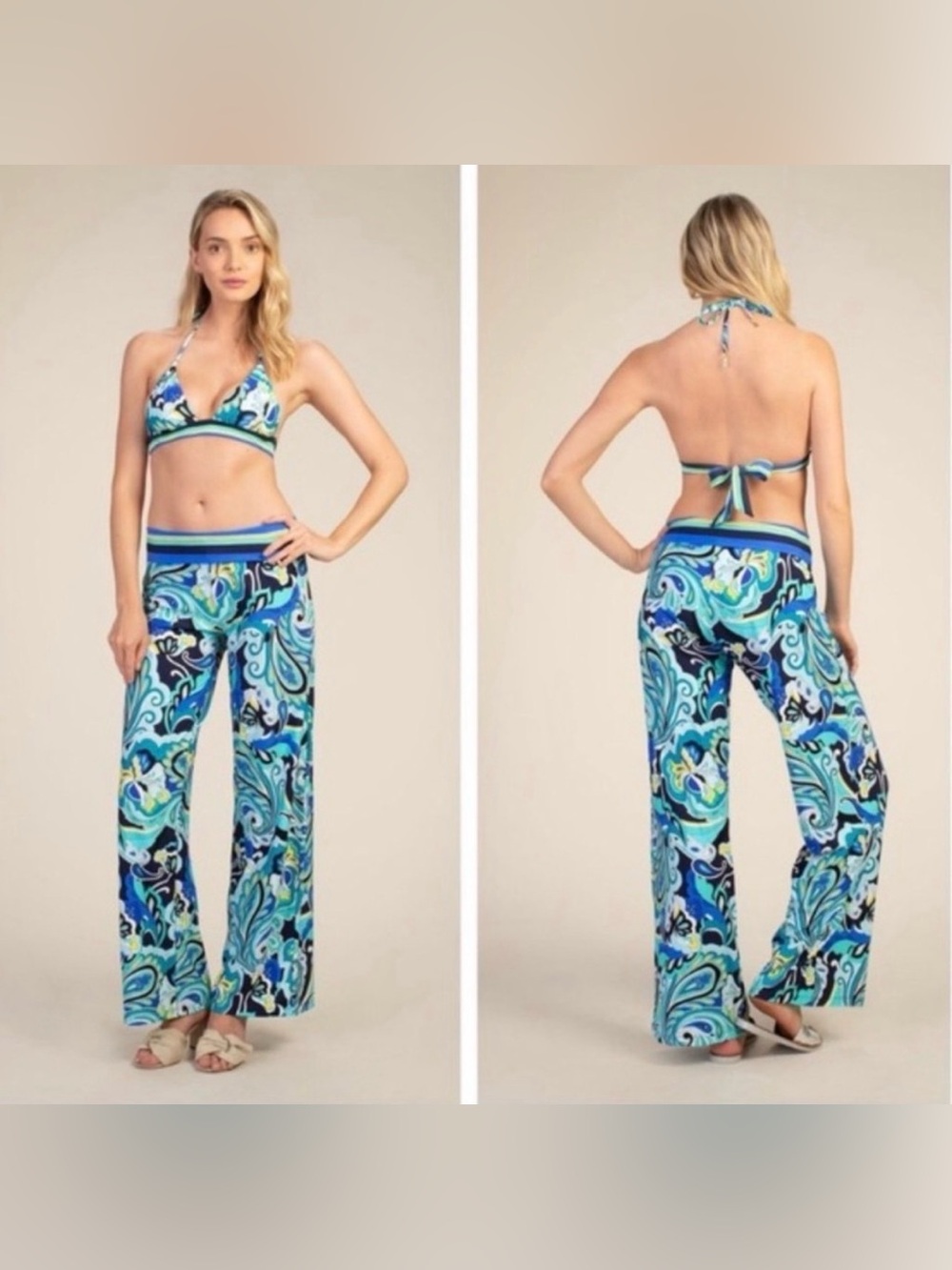 Trina Turk Swim and Spa Collection Ipanema Paisley Cover-Up Pants Small Floral